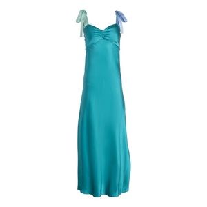 teal dannijo slip dress with bow straps